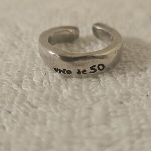 Engraved Uno De 50 Stamped Silver Open Band Wrap Statement Ring